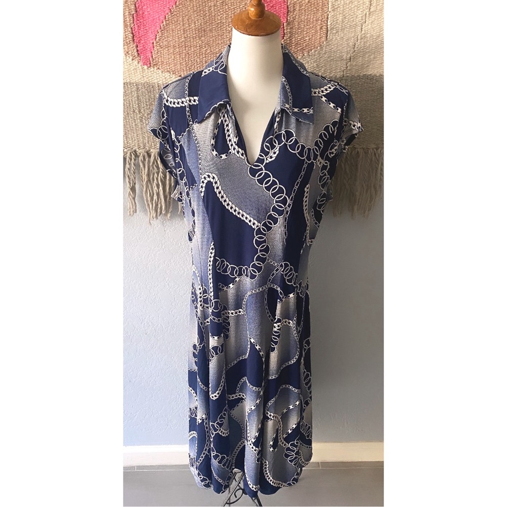 Vintage 90s Robbie Bee chain print stretch day sun dress